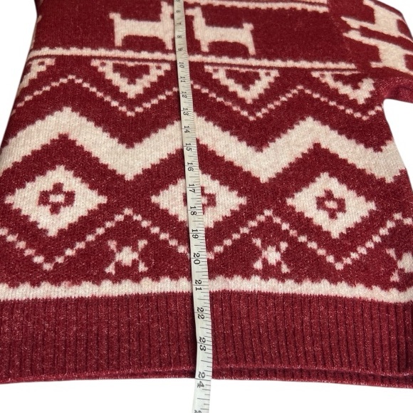 H&M red and white fair isle llama-patterned Ski sweater jacquard knit SZ M - Picture 12 of 12